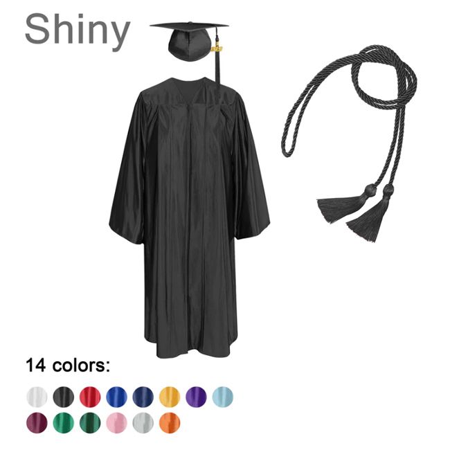CGTH-Shiny-High-School High School Graduation Cap, Gown, Tassel and Honor Cord Set Shiny Finish