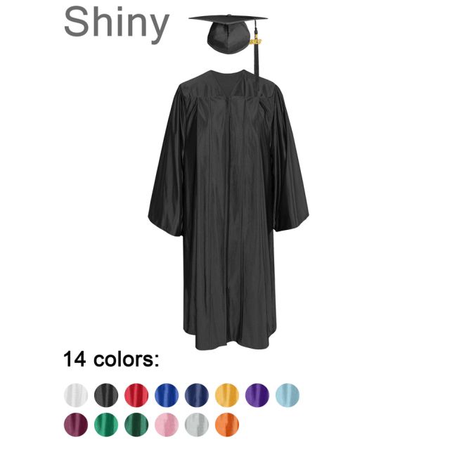 CGT-Shiny-Bachelor Bachelor Graduation Cap, Gown and Tassel Set Shiny Finish