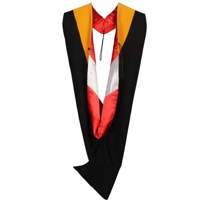 Hood-Bachelor-Gold-Red-White Gold-Red-White Bachelor Academic Graduation Hood