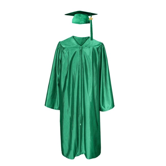 CGT-Shiny-Bachelor-Emerald-Green Emerald Green Bachelor Graduation Cap, Gown and Tassel Set Shiny Finish - 2027