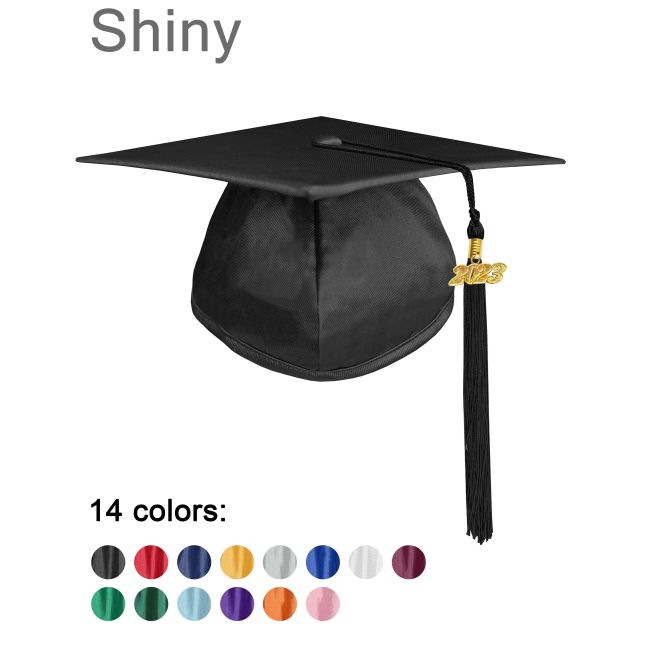 CT-Shiny-Bachelor-Single-Color Bachelor Cap with Single Color Tassel & Charm set Shiny Finish