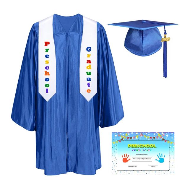 CGTCR-Shiny-Prek-RoyalBlue RoyalBlue Pre-K / Kindergarten Graduation Cap, Gown, Tassel and Diploma Certificate Set Shiny Finish