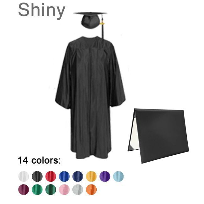 CGTDC-Shiny-High-School High School Graduation Cap, Gown, Tassel  and Diploma Cover Set Shiny Finish