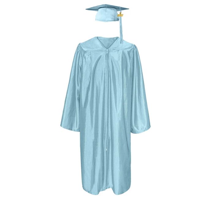 CGT-Shiny-Bachelor-Sky-Blue Sky Blue Bachelor Graduation Cap, Gown and Tassel Set Shiny Finish - 2027