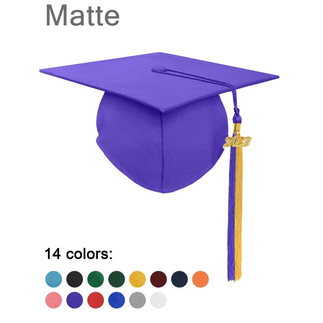 CT-Matte-Bachelor-Double-Color Bachelor Graduation Cap with Double Color Tassel & Charm Set Matte Finish