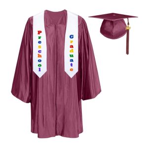 Maroon Pre-K / Kindergarten Cap, Gown, Tassel and Stole Set : Shiny Finish