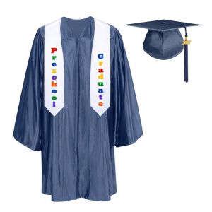 Navy Pre-K / Kindergarten Cap, Gown, Tassel and Stole Set : Shiny Finish