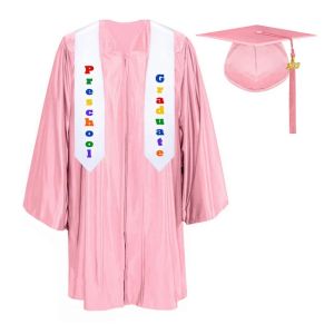 Pink Pre-K / Kindergarten Cap, Gown, Tassel and Stole Set : Shiny Finish