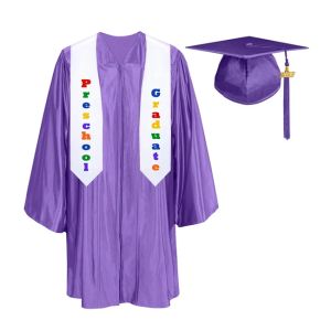 Purple Pre-K / Kindergarten Cap, Gown, Tassel and Stole Set : Shiny Finish