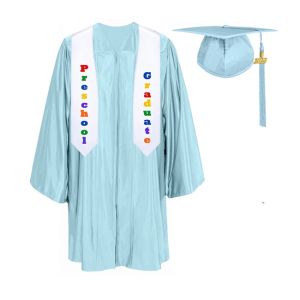 SkyBlue Pre-K / Kindergarten Cap, Gown, Tassel and Stole Set : Shiny Finish