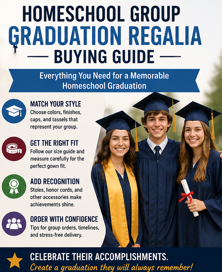 Graduation Regalia Buying Guide for Homeschool Groups Homeschool graduation ceremony group wearing matching caps and gowns - Cap and Gown Outlet