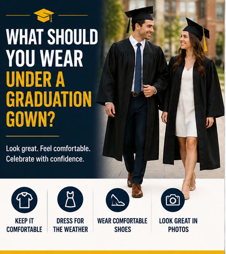 What Should You Wear Under a Graduation Gown? Guide on what to wear under a graduation gown by Graduation Cap and Gown Outlet
