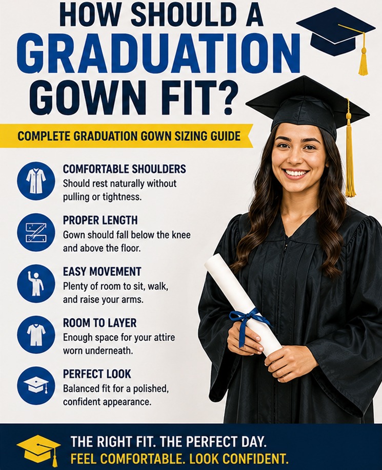 Graduation Gown Sizing Guide: How Should It Fit? Graduation Gown Sizing Guide