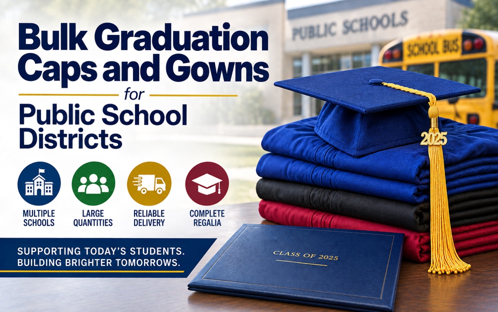 Bulk graduation caps and gowns for public school districts - cap and gown outlet