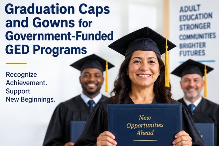 Graduation Caps and Gowns for Government-Funded GED Programs Graduation caps and gowns for government-funded GED programs - graduation cap and gown depot
