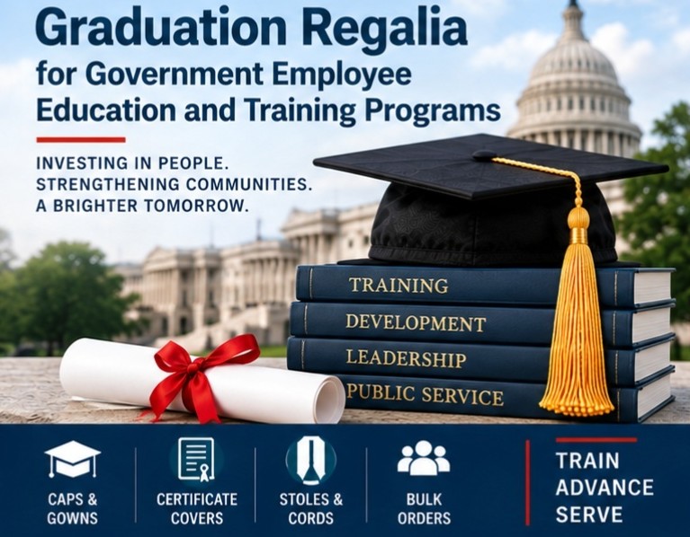 Graduation Regalia for Government Employee Education and Training Programs Government employee education graduation regalia - cap and gown outlet