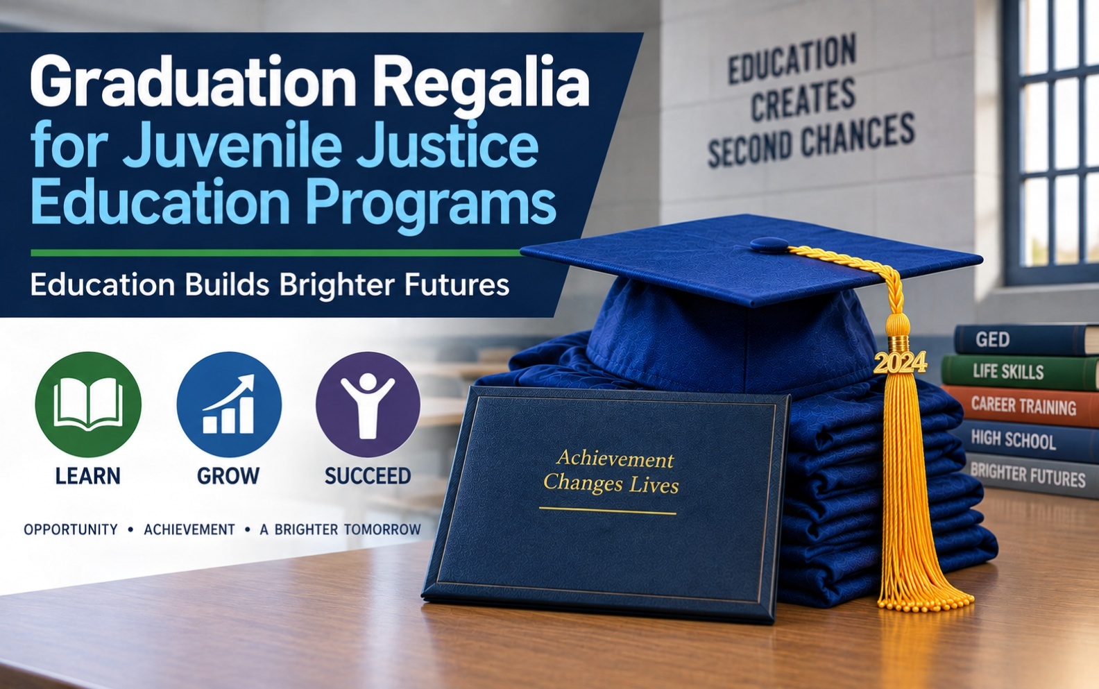 Graduation regalia for juvenile justice education programs - cap and gown outlet