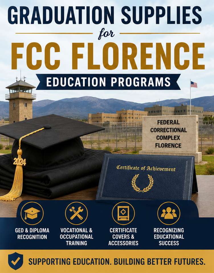 Graduation Supplies for FCC Florence Education Programs graduates attending an FCC Florence education commencement ceremony wearing matching caps and gowns - Cap & Gown Outlet