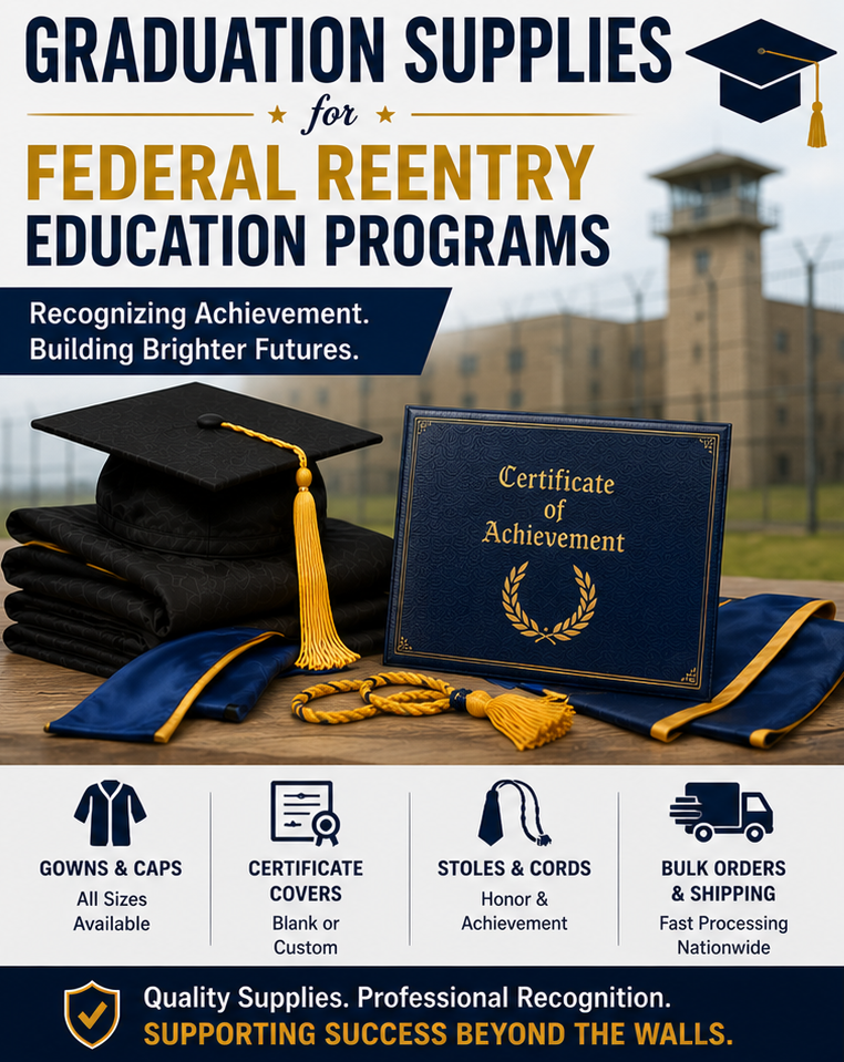 Graduation Supplies for Federal Reentry Education Programs Cap and gown supplies for federal reentry education programs - cap and gown outlet