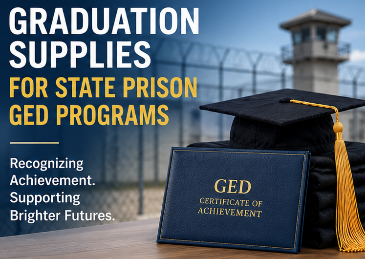 Graduation Supplies for State Prison GED Programs State prison GED program graduation caps gowns and tassels - cap and gown outlet