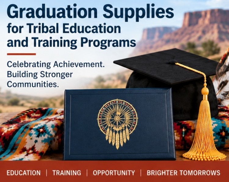 Graduation Supplies for Tribal Education and Training Programs Tribal education graduation regalia and recognition supplies - cap and gown outlet