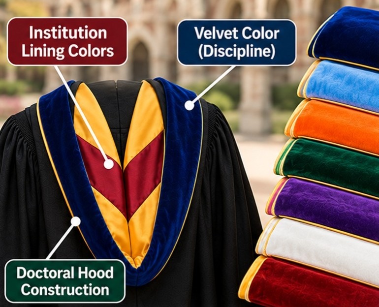 What Do Doctoral Hood Colors Mean? Academic Hood Colors Explained Academic hood colors explained for doctoral graduates - cap and gown outlet